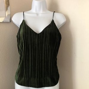 Line + Dot Emerald Green Pleated Cami Tank Top